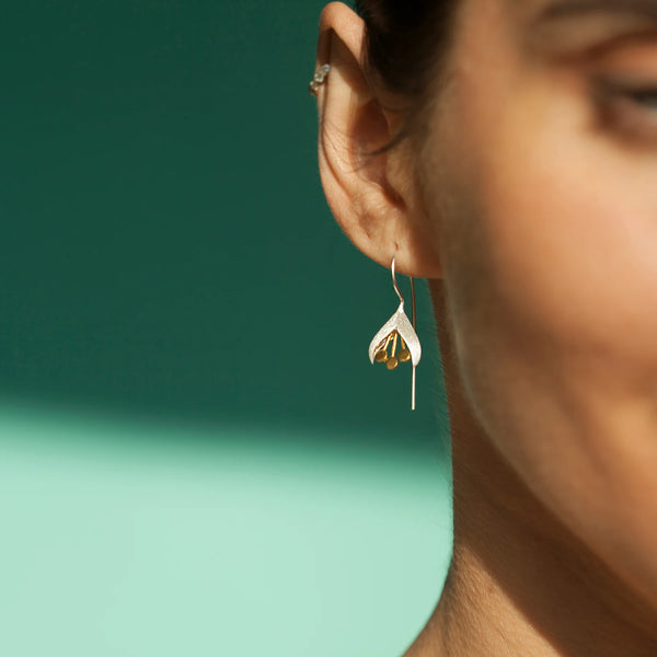 Snowdrop Earrings in Silver and Gold