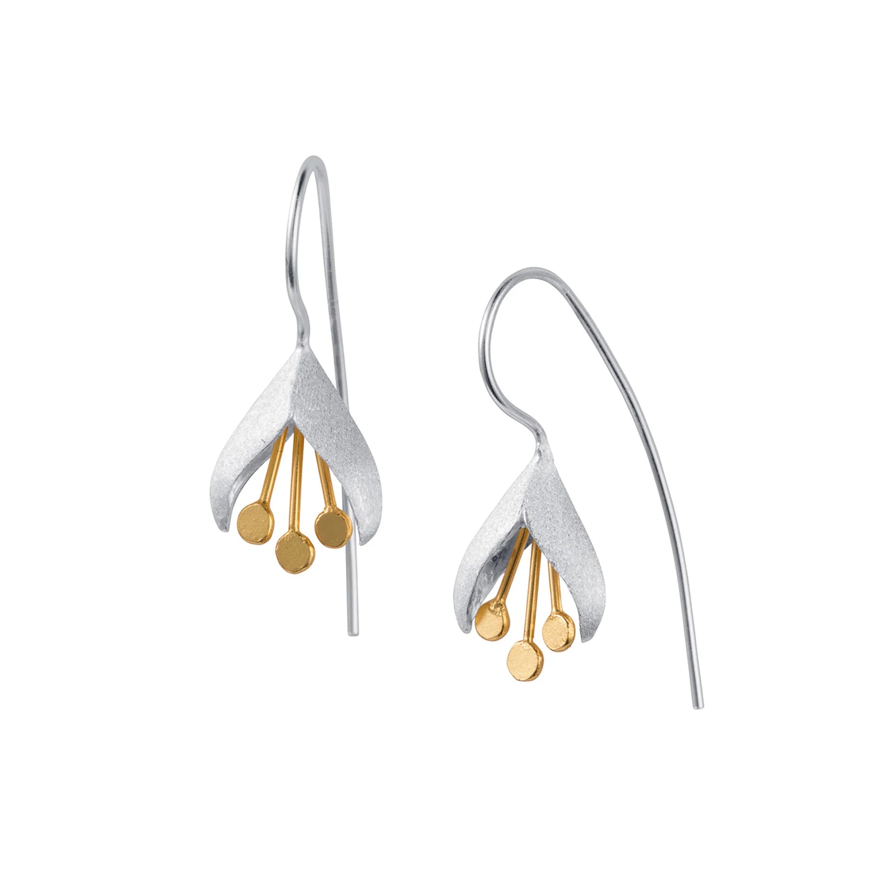 Snowdrop Earrings in Silver and Gold