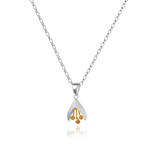 Snowdrop Flower Necklace Pendant in Silver and Gold