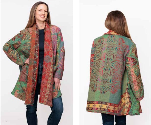 Thar Jacket Pure Wool In Paisley Multi - Reversible