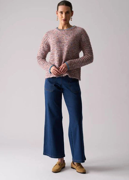 Tip Of Greatness Sweater in Blue Aura and Powder Pink