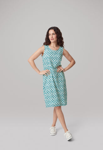 Valerie Dress Scratch Spot Peacock and White