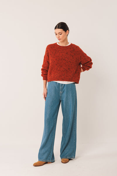 Mohair Crop Sweater in Terracotta