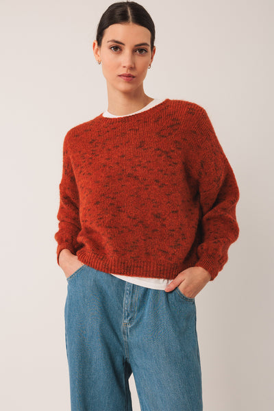 Mohair Crop Sweater in Terracotta