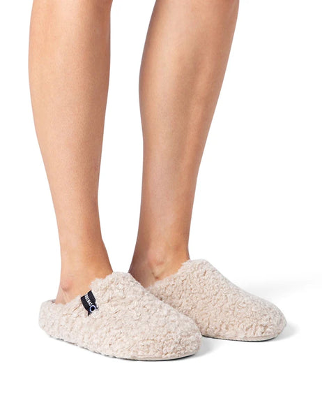 Verbenas York Curly Slippers in Camel and Beige