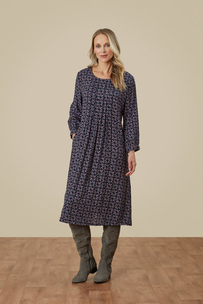Andi Dress Amelia Print Navy Blazer