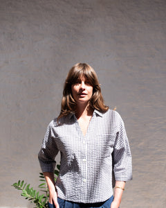 Ava Blouse in Grey Check
