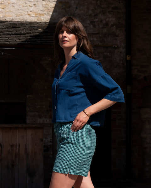 Ava Blouse in Blue Denim