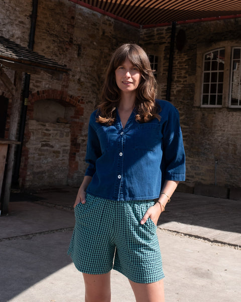 Ava Blouse in Blue Denim