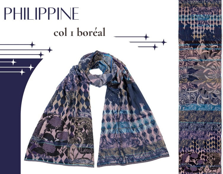 Létol Cotton Jacquard Scarf in Philippine Boreal