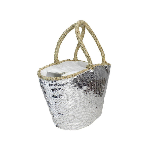 Straw Basket in Silver