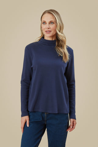 Brianti Polo Neck Brushed Interlock Ripple Moonlight