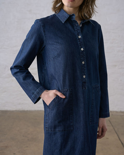 Tara Shirt Dress in Denim Blue