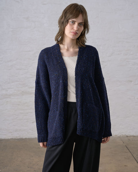 Eve Coat Cardigan in Navy Marle