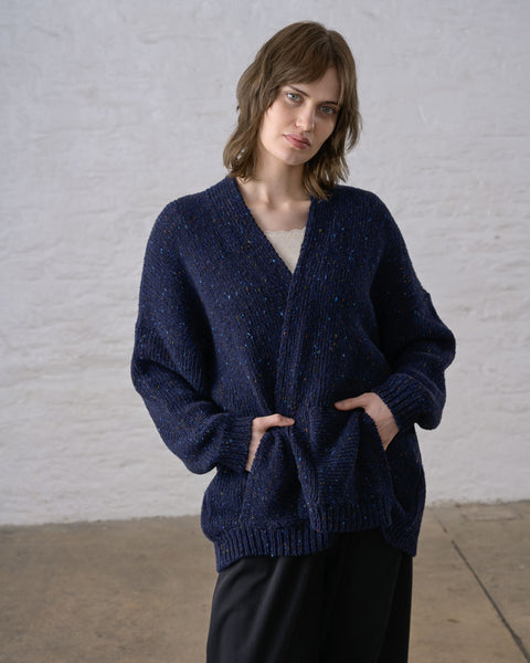 Eve Coat Cardigan in Navy Marle