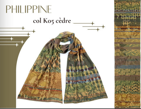 Létol Cotton Jacquard Scarf in Cedre