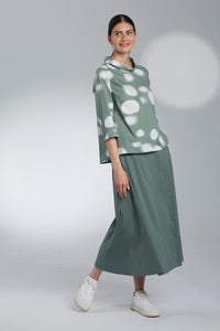 Shirt with Collar in Eucalyptus Circle Print
