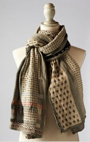 Létol Cotton Jacquard Scarf in Daphne Noir Beige
