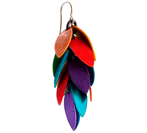 Multi Colour Leaves Pendant Earring