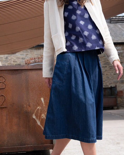 Elsie Midi Skirt in Denim