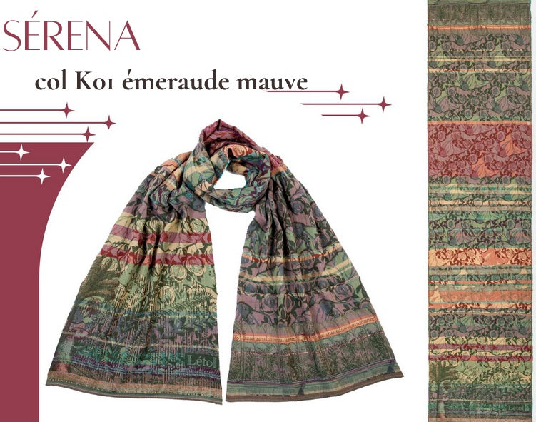 Létol Cotton Jacquard Scarf in Serena Emeraude Mauve