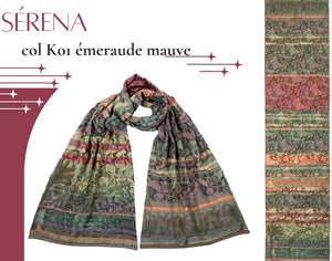 Létol Cotton Jacquard Scarf in Serena Emeraude Mauve
