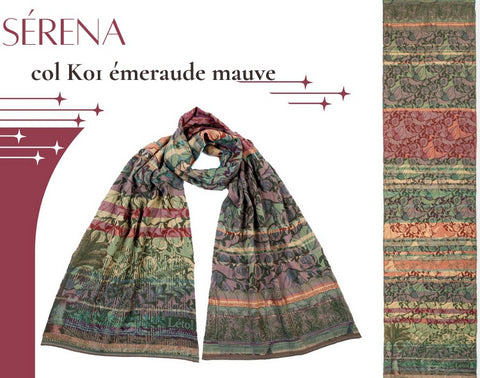 Létol Cotton Jacquard Scarf in Serena Emeraude Mauve