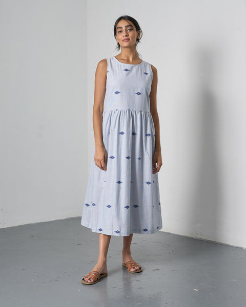 Fattima Dress in Navy Jacquard