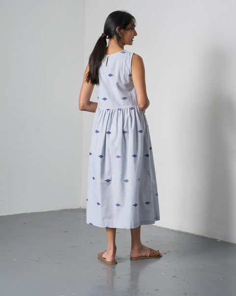 Fattima Dress in Navy Jacquard