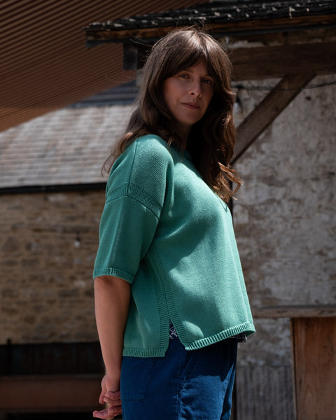 Lisa Boxy Knitted Top in Light Green