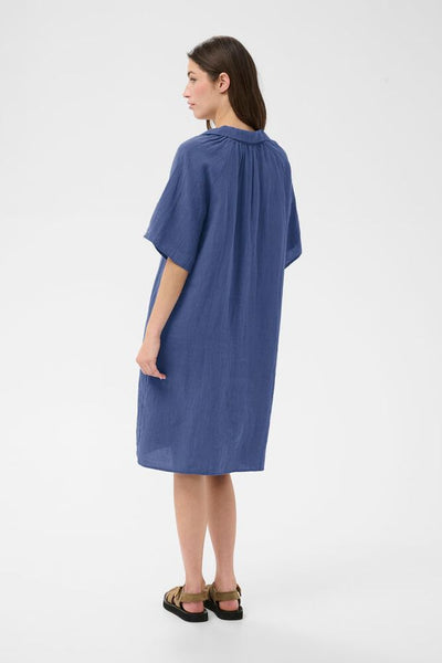 Ayla Pintuck Dress Poppy Red and Indigo Blue