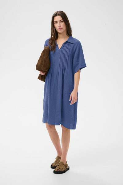 Ayla Pintuck Dress Poppy Red and Indigo Blue