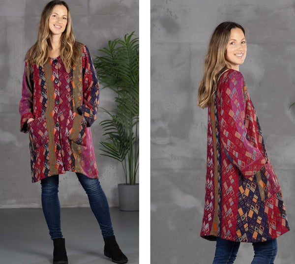 Jani Cardigan Aztec - Reversible Merino Wool Jacket