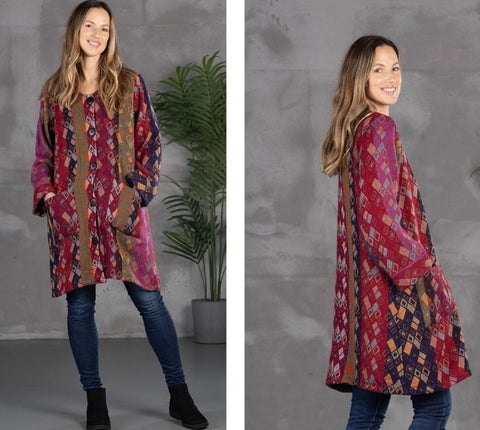 Jani Cardigan Aztec - Reversible Merino Wool Jacket
