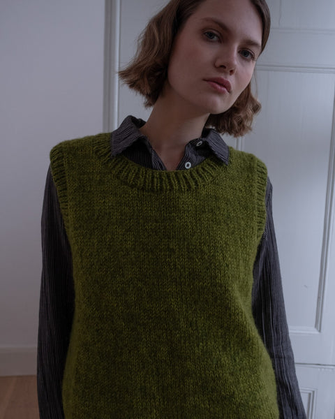 Heather Knitted Vest in Chartreuse