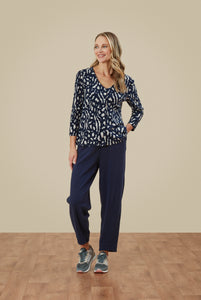 Mila Trouser Slubbed Jacquard Navy