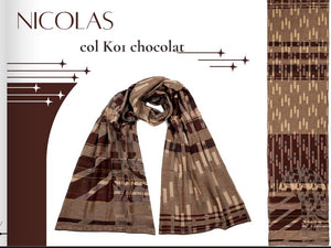 Létol Cotton Jacquard Scarf in Nicolas Chocolat