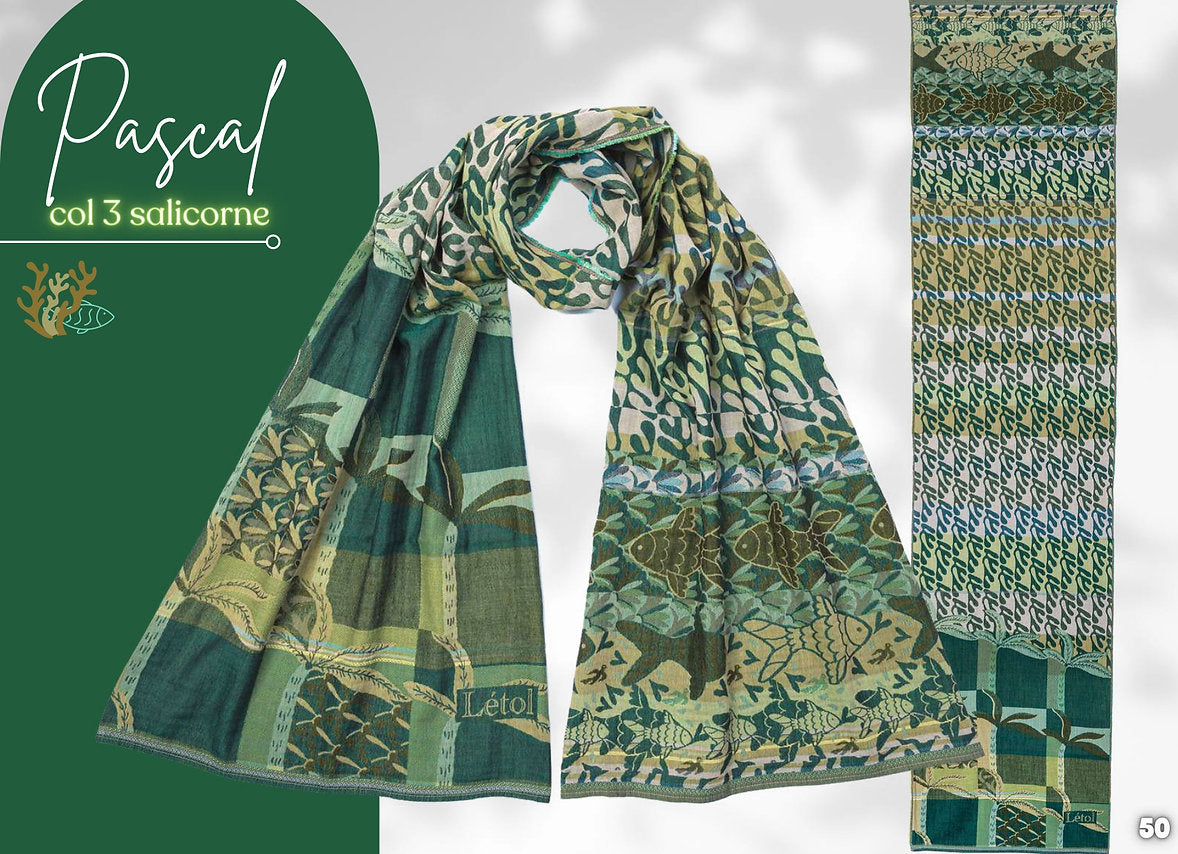 Létol Cotton Jacquard Scarf in Pascal Salicorne