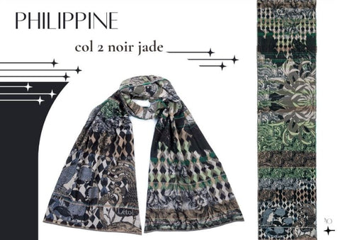 Létol Cotton Jacquard Scarf in Philippine Noir Jade
