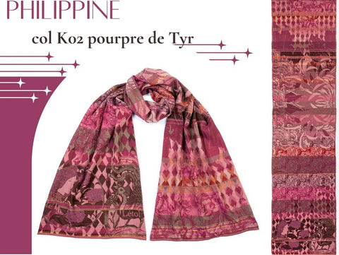 Létol Cotton Jacquard Scarf in Philippine Poupre Tir