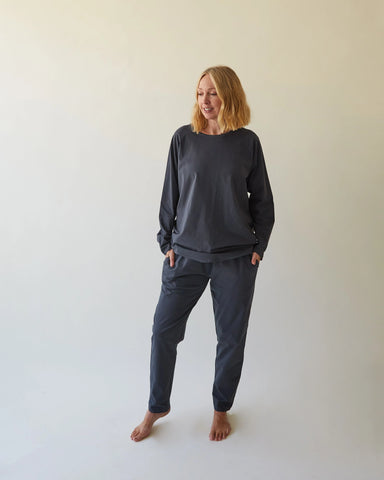 Robyn Top In Smokey Charcoal, Navy and Dove Grey