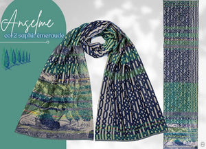 Létol Cotton Jacquard Scarf - Anselme Saphir Emeraude