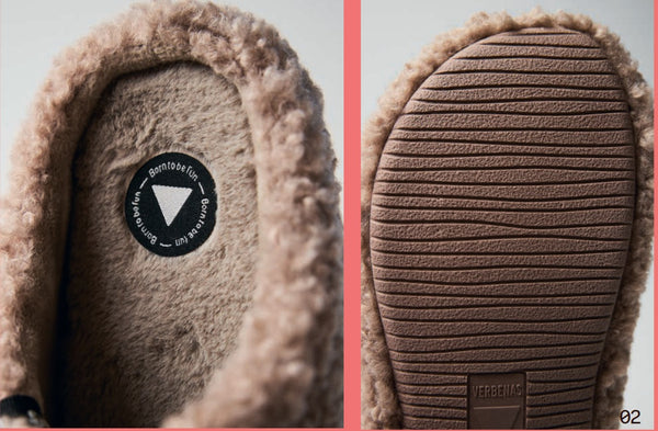 Verbenas York Curly Slippers in Camel and Beige