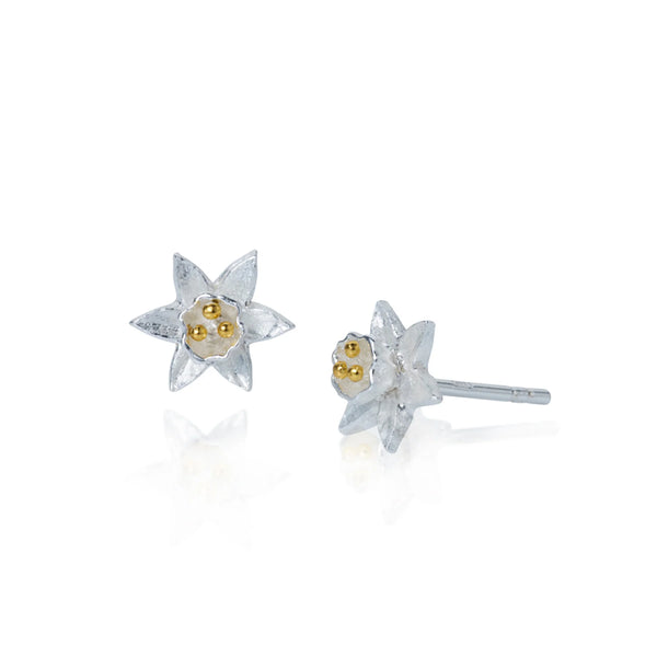 Silver Daffodil Stud Earrings