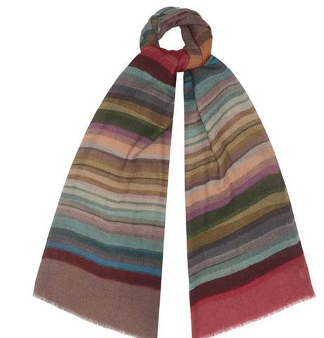 Warm Stripe Wool & Silk Scarf