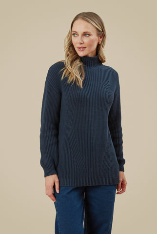 Tamerind Knitted Rollneck Jumper Navy