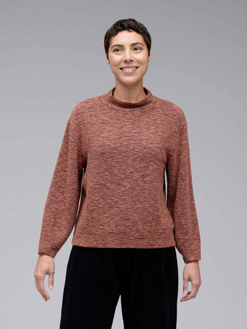 Mock Neck Top in Tandori and Succulent