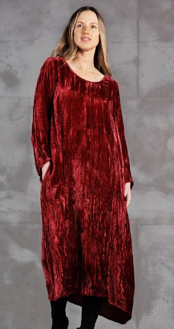 Topaz Dresses in Garnet Red Crushed Velvet