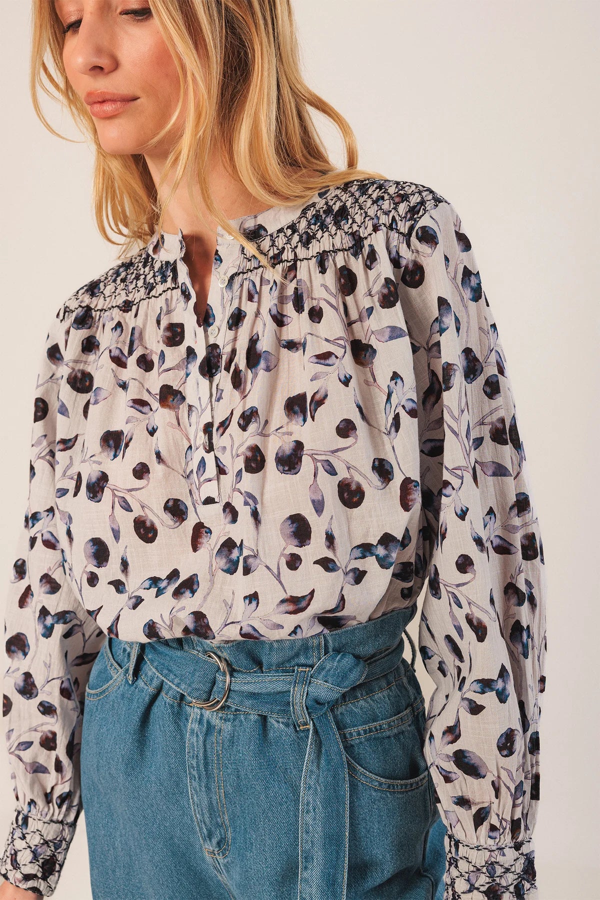 Smock Detail Blouse in Night