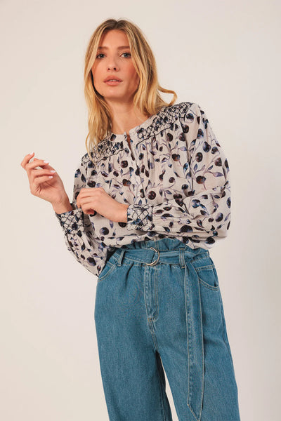 Smock Detail Blouse in Night